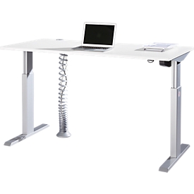Schäfer Shop Select Bureau ERGO-T, réglage électrique de la hauteur en 1 étape, rectangle, pied en T, L 1600 x P 800 x H 725-1195 mm, blanc 