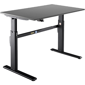 Schäfer Shop Select Bureau, hauteur ajustable électriquement, rectangulaire, pieds en C, graphite/noir, l. 1200 mm 