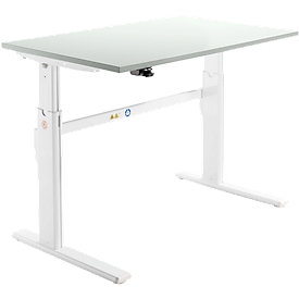 Schäfer Shop Select Bureau, hauteur ajustable électriquement, rectangulaire, pieds en C, gris clair/blanc, l. 1200 mm 