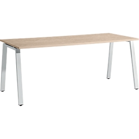 Schäfer Shop Select Bureau Start Off, pied A, rectangulaire, acier/bois, L 1800 x P 800 x H 735 mm, décor chêne