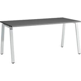 Schäfer Shop Select Bureau Start Off, pieds en A, rectangulaire, acier/bois, l. 1600 x P 800 x H 735 mm, graphite 