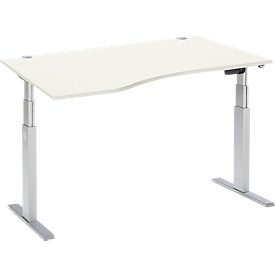 Schäfer Shop  Select Bureautafel met aanbouw ERGO-T, T-poot, aanbouw links, tweetraps elektr. in hoogte verstelbaar, B 1800 mm, wit 