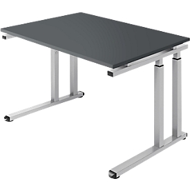 Schäfer Shop  Select Bureautafel SET UP, C-poot onderstel, 1200x800, grafiet/blank aluminium 