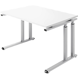 Schäfer Shop  Select Bureautafel SET UP, C-poot onderstel, 1200x800, wit/blank aluminium 