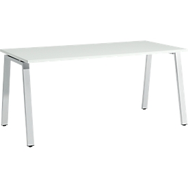 Schäfer Shop  Select Bureautafel Start Off, A-poot, rechthoek, staal/hout, B 1600 x D 800 x H 735 mm, lichtgrijs 
