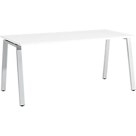 Schäfer Shop  Select Bureautafel Start Off, A-poot, rechthoek, staal/hout, B 1600 x D 800 x H 735 mm, wit 