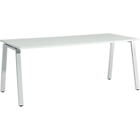 Schäfer Shop  Select Bureautafel Start Off, A-poot, rechthoek, staal/hout, B 1800 x D 800 x H 735 mm, lichtgrijs 