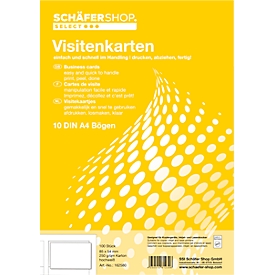 Schäfer Shop Select business cards, 250 g/m², 85 x 54 mm, 10 DIN A4 sheets of 10 cards each