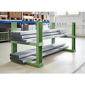 Schäfer Shop Select Cadre d'empilage, L 1210 x l 160 x H 520 mm, vert réséda RAL 6011, jusqu'à 1500 kg