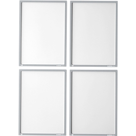 Schäfer Shop Select Cadre magnétique recyclé, pour documents A4, résistant aux UV en film PET recyclé jusqu'à 85%, gris, 4 pièces