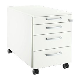 Schäfer Shop Select Caisson mobile 1233, 4 tiroirs, poignée incurvée, blanc/blanc 