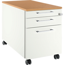 Schäfer Shop Select Caisson mobile 126, 3 tiroirs, poignée angulaire, coloris blanc/hêtre 
