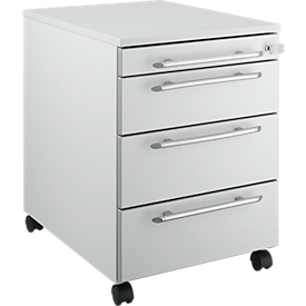 Schäfer Shop Select Caisson mobile MOXXO IQ 1233, poignée incurvée, 1 tiroir-plumier, 3 tiroirs, l. 432 x P 580 x H 595 mm, verrouillable, gris clair