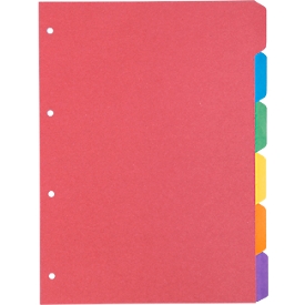 Schäfer Shop Select cardboard index, pack of 5, 4-hole punching, 160 gsm recycled cardboard, 6 pieces