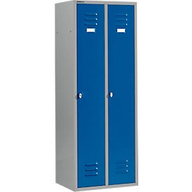 Schäfer Shop Select Casier de vestiaires à 2 compartiments, serrure à came batteuse, argent clair/bleu gentiane