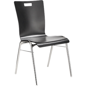 Schäfer Shop Select Chaise empilable gris noir, empilable jusqu'à 10 pièces, résistante aux désinfectants, sans rembourrage en tissu, L 430 x P 410 x H 450 mm, bois &amp; acier