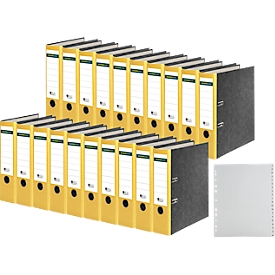 Schäfer Shop Select Classeur à levier , format A4, largeur du dos 80 mm, 20 pièces + intercalaires A-Z pour classeur à levier PP GRATUIT, jaune