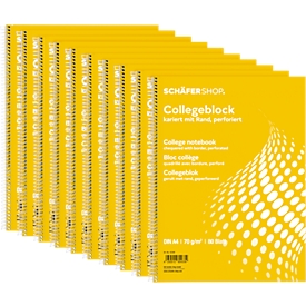 Schäfer Shop Select college-onderleggers, DIN A4, 80 vel, geruit, 10 stuks