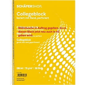 Schäfer Shop Select Collegeblock, DIN A5, 80 feuilles, reliure double spirale, 5 pièces, blanc