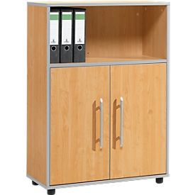 Schäfer Shop  Select Combikast Moxxo IQ, hout, 2 vleugeldeuren, 1 open vak, 3 ordnerhoogten, B 801 x D 362 x H 1115 mm, beukenpatroon 