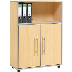 Schäfer Shop  Select Combikast Moxxo IQ, hout, 2 vleugeldeuren, 1 open vak, 3 ordnerhoogten, B 801 x D 362 x H 1115 mm, esdoornpatroon 