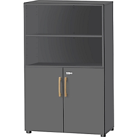 Schäfer Shop Select combinatiekast Start Off Wood, 4 OH, afsluitbaar, B 800 x D 420 x H 1514 mm, hout, grafiet