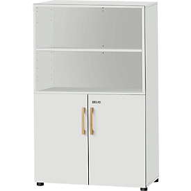Schäfer Shop Select combinatiekast Start Off Wood, 4 OH, afsluitbaar, B 800 x D 420 x H 1514 mm, hout, lichtgrijs