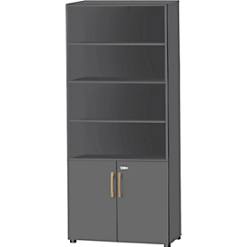 Schäfer Shop Select combinatiekast Start Off Wood, 6 OH, afsluitbaar, B 800 x D 420 x H 2240 mm, hout, grafiet