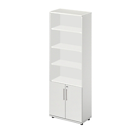 Schäfer Shop Select combination cabinet Start Off, 6 OH, 2 OH with door, lockable, W 800 x D 420 x H 2240 mm, light gray/light gray