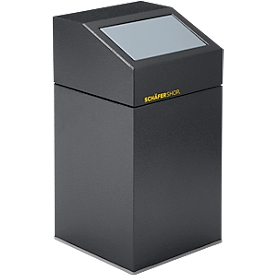 Schäfer Shop Select - Conteneur de collecte des déchets WSG 40 E, 40 L, tôle d'acier galvanisée, revêtement par poudrage, à fermeture automatique, couleur argent