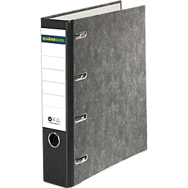 Schäfer Shop Select dubbel dossier, voor formaat 2 x A5, rugbreedte 80 mm, kwaliteitshevelmechanisme, rugetiket &amp; vingergat, Blaue Engel, wolkenmarmer/zwart