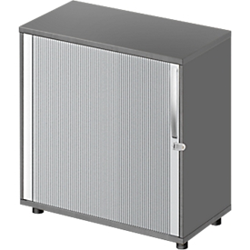Schäfer Shop Select dwarse rolluikkast LOGIN, 2 ordnerhoogtes, afsluitbaar, B 800 x D 420 x H 726 mm, grafiet