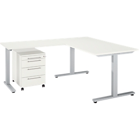 Schäfer Shop Select Ensemble de meubles de bureau 3 pièces Bureau Start Off, rectangulaire, pied en T, L 1800 x P 800 x H 735 mm 
