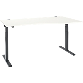 Schäfer Shop Select ERGO-T 2.0 bureau, réglable en hauteur électriquement, fixation libre à droite, pied en T, L 1800x H 640-1300 mm, blanc/anthracite 