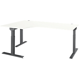 Schäfer Shop Select ERGO-T 2.0 hoekbureau, 90° hoek, aanbouw links, T-voet, B 2000 x D 1200/800 x H 675-895 mm, wit/antraciet 