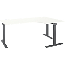 Schäfer Shop Select ERGO-T 2.0 hoekbureau, 90° hoek, aanbouw rechts, T-voet, B 2000 x D 1200/800 x H 675-895 mm, wit/antraciet 