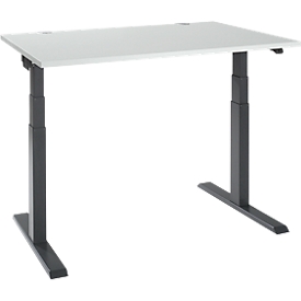 Schäfer Shop Select ERGO-T 2.0 tafel, elektrisch in hoogte verstelbaar, rechthoekig, T-voet, B 1200 x D 800 x H 640-1300 mm, lichtgrijs/antraciet 