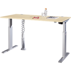 Schäfer Shop  Select ERGO-T bureau, 1-traps elektrische hoogteverstelling, rechthoek, T-basis, B 1600 x D 800 x H 725-1185 mm, ahorn 