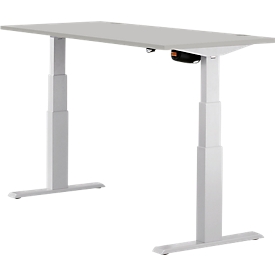 Schäfer Shop Select ERGO-T escritorio, regulable eléctricamente en altura, rectangular, pie en T, An 1200 x Pr 800 x Al 640-1300 mm, aluminio gris claro/blanco