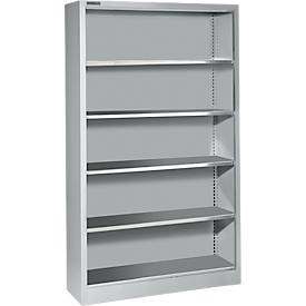 Schäfer Shop Select Étagère AS 2409, avec 4 tablettes réglables en hauteur, L 950 x P 400 x H 1935 mm, tôle d'acier, aluminium blanc RAL 9006