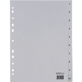 Schäfer Shop Select  Etiquetas de PP para carpetas, formato completo DIN A4, números 1-10, gris