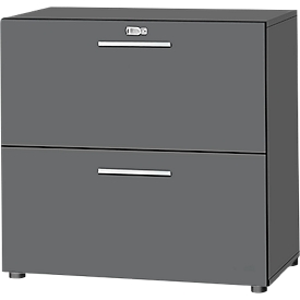 Schäfer Shop Select filing cabinet SET UP, 2 HR drawers, lockable, W 800 x D 420 x H 788 mm, graphite/graphite