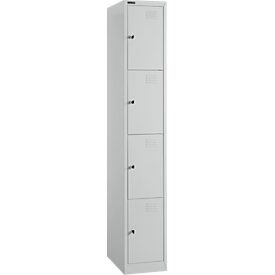 Schäfer Shop Select Garderobenspind, 1 x 4 Abteile, 4-türig, 3 Einlegeböden, B 300 x T 457 x H 1800 mm, Qualitätsfeinblech, abschließbar