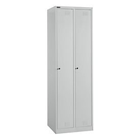 Schäfer Shop Select Garderobenspind Set, 2-teilig, jeweils 1 Abteil, 4 Einlegeböden, B 300 x T 457 x H 1800 mm, Feinblech, lichtgrau