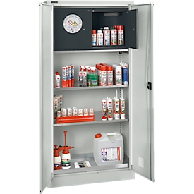 Schäfer Shop Select Gefahrstoffschrank, B 950 x T 500 x H 1935 mm,  2 Böden, 1 Wanne, Sicherheitsfach Typ 30, lichtgrau