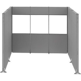 Schäfer Shop Select geluidsisolerend scheidingswandsysteem, U-vormig, 15-delig, met ramen, totale afmetingen L 3000 x B 2000 x H 2500 mm, stofgrijs RAL 7037