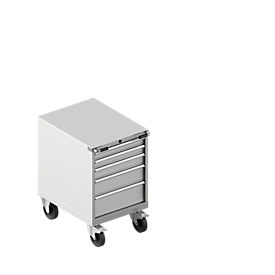 Schäfer Shop Select Gereedschapskast verrijdbaar WSK 36-27, 5 laden, H 920 mm, enkele vergrendeling, staal, 75 kg draagvermogen, lichtgrijs/lichtblauw, met een enkele vergrendeling.