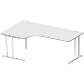 Schäfer Shop  Select Hoekbureautafel 90° COMBITEC, B 2000 x D 800 mm, lichtgrijs/blank aluminium 