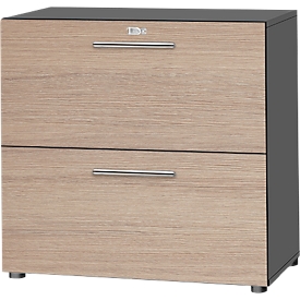 Schäfer Shop Select HR-Schrank Start Off, 2 OH, abschließbar, B 800 x T 420 x H 788 mm, Holz, graphit/Eiche