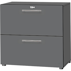 Schäfer Shop Select HR-Schrank Start Off, 2 OH, abschließbar, B 800 x T 420 x H 788 mm, Holz, graphit/graphit